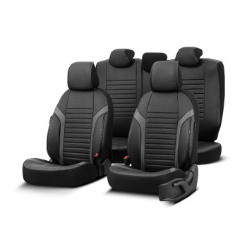 Καλύμματα Αυτοκινήτου Otom Coral Design Universal Full Δερματίνη Σετ Εμπρός / Πίσω Μαύρο / Γκρι CRΑL-106 11 Τεμαχίων