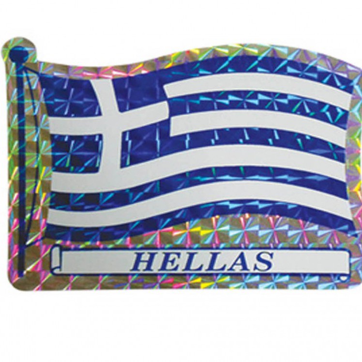 Αυτοκόλλητη Ελληνική Σημαία "Hellas" Πρίσμα 6x7.5cm 1Τμχ