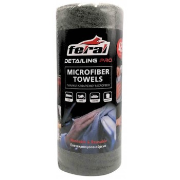 Πανάκια Καθαρισμού Microfiber Επαναχρησιμοποιούμενα Feral Detailing Pro 30x30cm Ρολό 45 Τεμαχίων