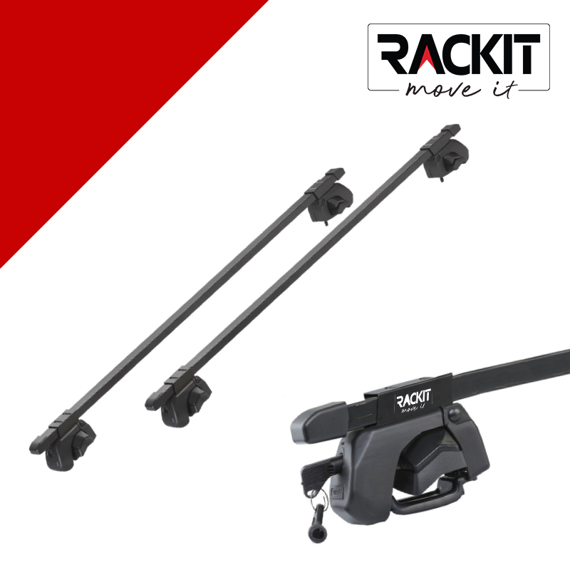 Μπάρες Οροφής Rackit Μεταλλικές 125cm Railing System Σετ Με Πόδια Και Κλειδαριά Μαύρες 2 Τεμάχια
