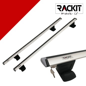 Μπάρες Οροφής Αλουμινίου Αεροδυναμικές Universal Rackit RK009C-135cm Fix-Point Σετ Με Πόδια Και Κλειδαριά Ασημί 2 Τεμάχια