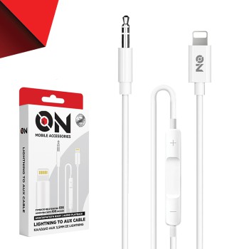 ON Mobile Accessories Καλώδιο AUX 3.5mm Σε Lightning Λευκό