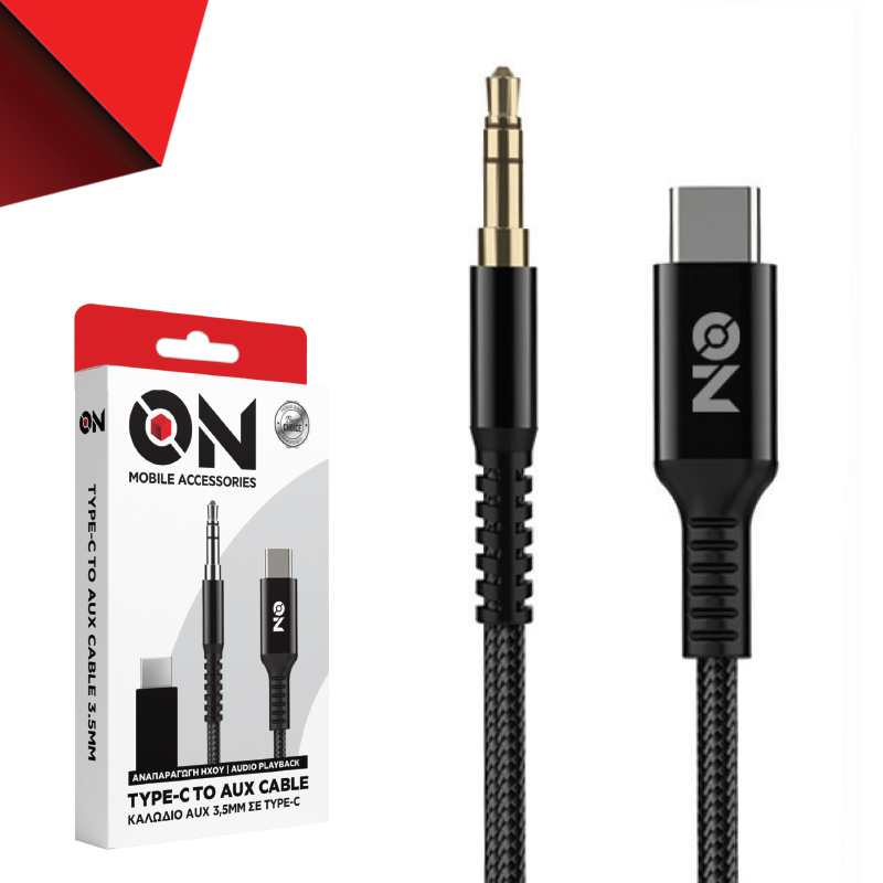 ON Mobile Accessories Καλώδιο AUX 3.5mm Σε Type-c Μαύρο