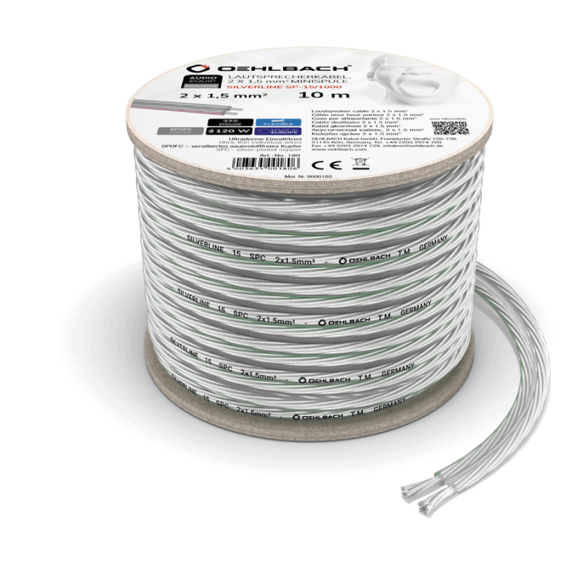 Oehlbach Silverline SP-15 Επαργυρωμένο Καλώδιο Ηχείων 2 x 1.5 mm² 10m (Τεμάχιο)