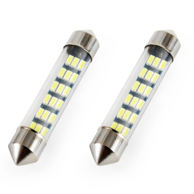 Amio - Λαμπάκια Πλαφονιέρας LED 18SMD Standard Festoon τύπου C5W τάση λειτουργίας 12V απόδοσης 0.7W μήκος 41mm χρώμα λευκό για Επιβατικά Αυτοκίνητα - 2 τεμ. (01092/AM)