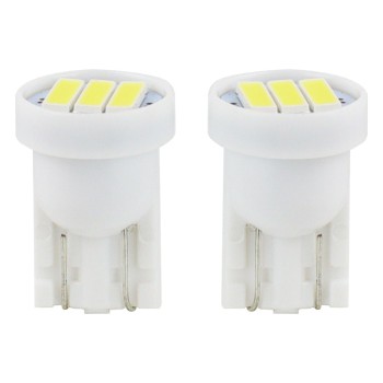 Amio - Λαμπάκια LED 3SMD 7020 τύπου T10 βάση W5W W2.1x9.5d τάση λειτουργίας 12V απόδοσης 0.4W χρώμα λευκό για Επιβατικά Αυτοκίνητα - 2 τεμ. (01096/AM)