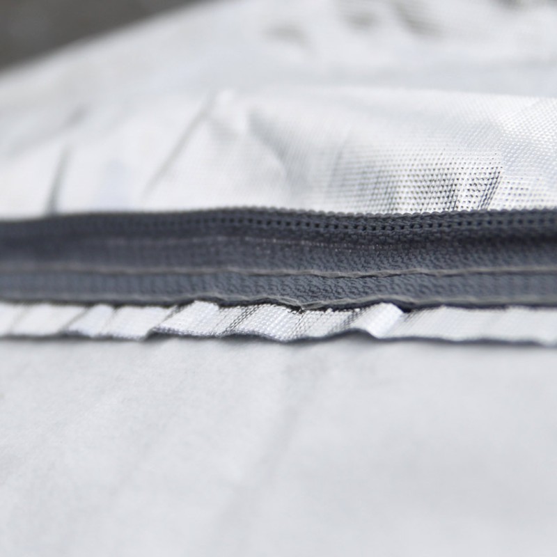 Amio - Κουκούλα Αυτοκινήτου Cotton 120g με φερμουάρ διάσταση 480 x 185 x 145 cm χρώμα ασημί μέγεθος SUV/Van Large για Επιβατικά Αυτοκίνητα - 1 τεμ. (01113/AM)