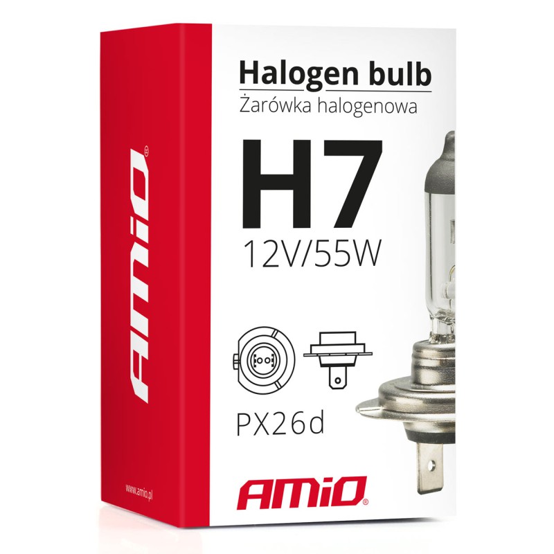 Amio - λάμπα τύπου H7 αλογόνου τάση λειτουργίας 12V απόδοση 55W τύπος βάσης PX26d LUMITEC για φώτα αυτοκινήτου – 1 τεμ. (01156/AM)