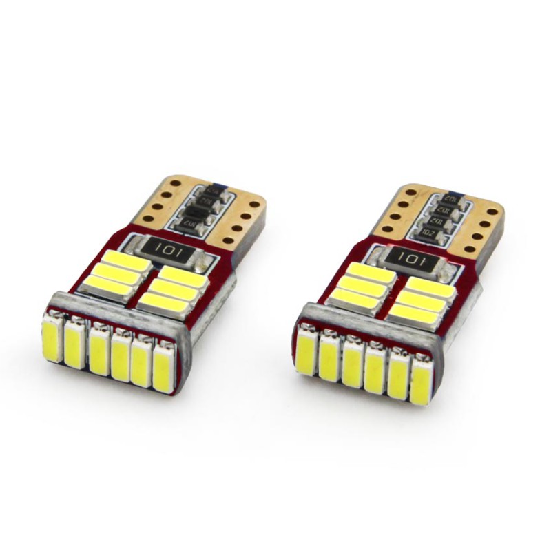 Amio - Λάμπες LED T10 W5W 12V 2.2W CAN-BUS 18xSMD4014 Λευκό Φως 5600K 12x23mm για Φώτα Θέσης Πινακίδας και Εσωτερικό Φωτισμό Αυτοκινήτου - 1 σετ (01286/AM)