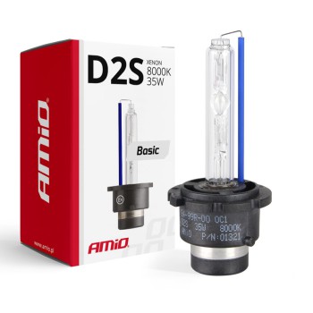 Amio - Ανταλλακτική Λάμπα D2S Xenon 12V 35W 8000K Basic Σειρά P32d-2 Μπλε-Λευκό Φως για Φώτα Αυτοκινήτου - 1 τεμ. (01321/AM)