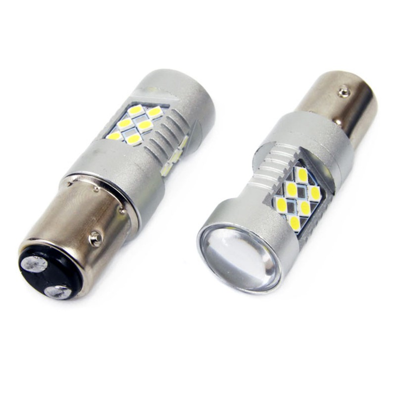 Amio – LED CANBUS P21/5W BA15d 12/24V 24xSMD 3030 6000K Λευκό για Φώτα Αυτοκινήτου & Φορτηγού – 2 Τεμ. (01438/AM)