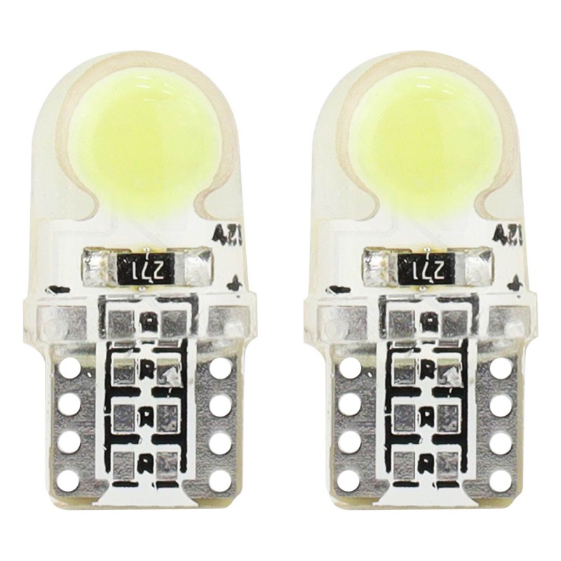 Amio – LED T10 W5W 12V W2.1x9.5d 5600K COB Σιλικόνης Καρφωτό Λευκό για Φώτα Θέσης & Εσωτερικού Αυτοκινήτου – 2 Τεμ. (01441/AM)