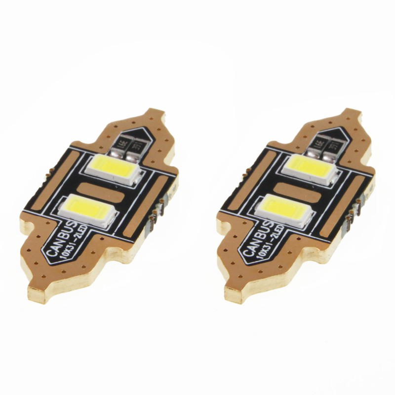 Amio – LED Λαμπάκια Πλαφονιέρας 31mm 12V 5600K 2xSMD 5730 για Εσωτερικό Φωτισμό Αυτοκινήτου – 2 Τεμ. (01448/AM)