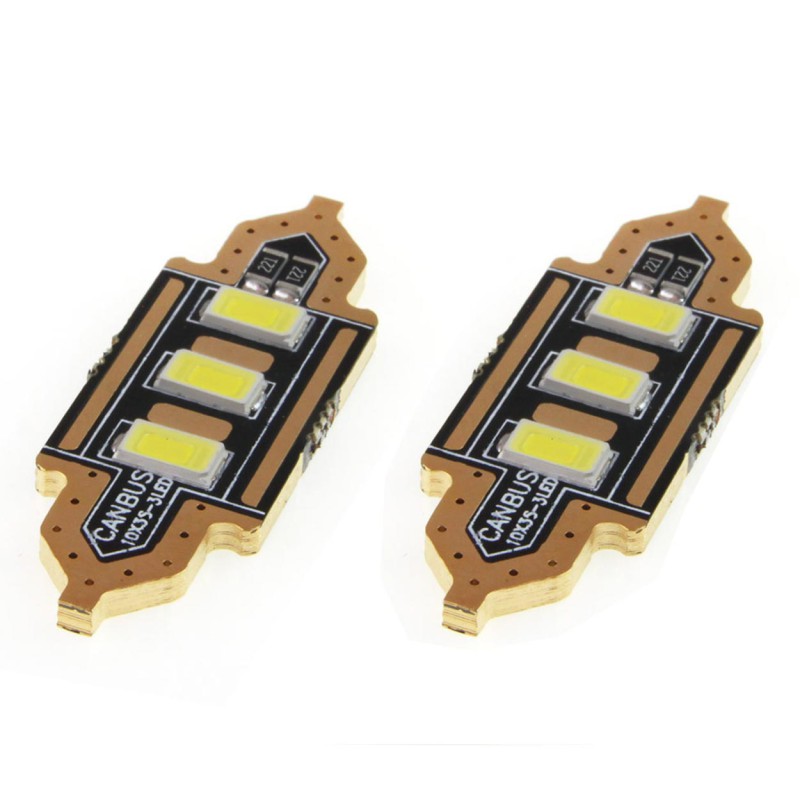 Amio – LED Λαμπάκια Πλαφονιέρας C5W 39mm 12V 0.5W 5600K 3xSMD 5730 για Αυτοκίνητο – 2 Τεμ. (01450/AM)