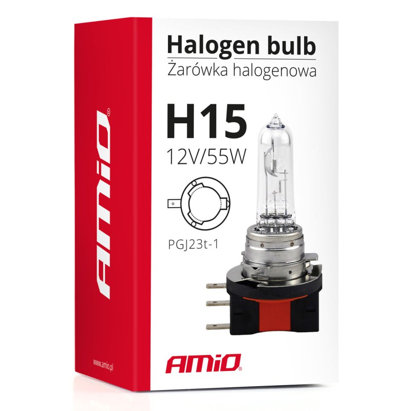 Amio – Λαμπτήρας Αλογόνου H15 PGJ23-t1 12V 55W Lumitec για Προβολείς Αυτοκινήτου – 1 Τεμ. (01490/AM)