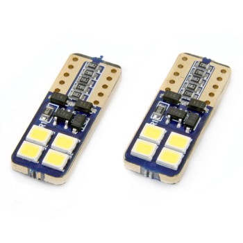 Amio – Λαμπάκια LED T10 W5W 12/24V 2W 5600K 8xSMD 2835 CANBUS Καρφωτά για Ισχυρό Λευκό Φωτισμό χωρίς Σφάλματα – Σετ 2 Τεμ. (01635/AM)