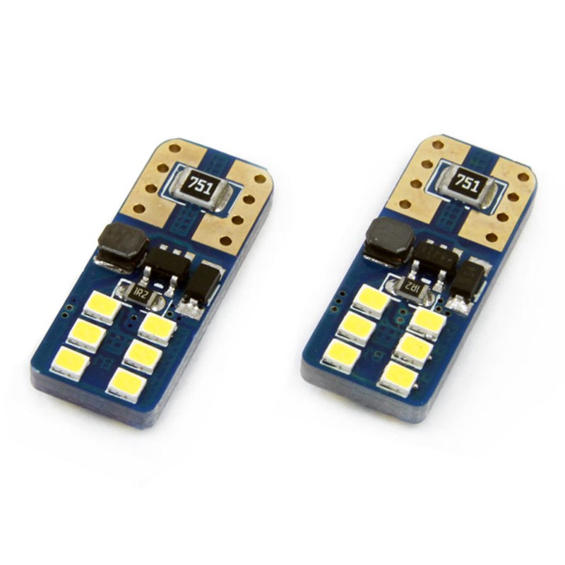 Amio – Λαμπάκια LED T10 W5W 12/24V 2W 5600K 12xSMD 2016 CANBUS Καρφωτά για Ισχυρό Λευκό Φωτισμό χωρίς Σφάλματα – Σετ 2 Τεμ. (01638/AM)