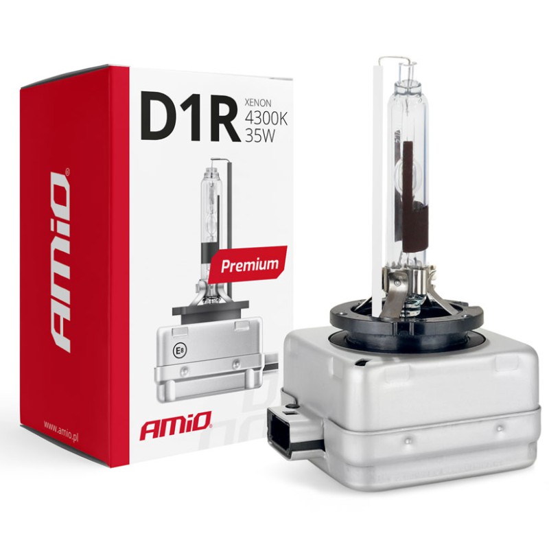 Amio - Λάμπα Xenon D1R 4300K 35W 12V Premium για αντικατάσταση εργοστασιακών και aftermarket xenon με φυσικό φωτισμό και σταθερή απόδοση με ενσωματωμένο igniter - 1 Τεμ. (01966/AM)