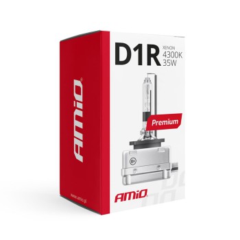 Amio - Λάμπα Xenon D1R 4300K 35W 12V Premium για αντικατάσταση εργοστασιακών και aftermarket xenon με φυσικό φωτισμό και σταθερή απόδοση με ενσωματωμένο igniter - 1 Τεμ. (01966/AM)