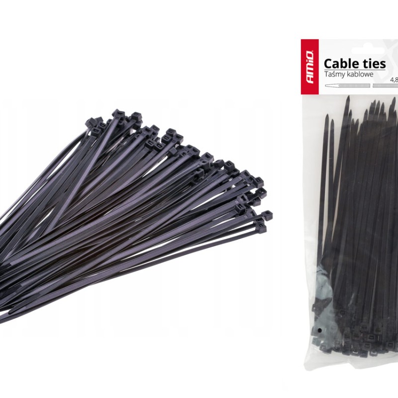 Amio - ΔΕΜΑΤΙΚΑ/ΔΕΤΙΚΑ ΚΑΛΩΔΙΩΝ TIE WRAP 4,8 X 300mm (ΜΑΥΡΟ) - 100 ΤΕΜ.  (02156/AM)