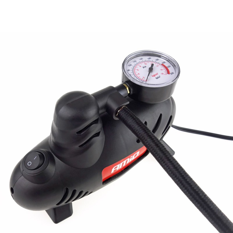 Amio - ΚΟΜΠΡΕΣΕΡ ΑΕΡΑ ΕΛΑΣΤΙΚΩΝ ΠΛΑΣΤΙΚΟ ACOMP-07 12V 250psi 17bar 9l/min ΜΕ ΦΙΣ ΑΝΑΠΤΗΡΑ ΚΑΙ ΔΙΑΚΟΠΤΗ & ΚΑΛΩΔΙΟ 3Μ - 1 Τεμ. (02181/AM)