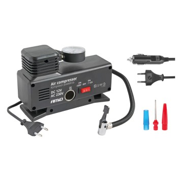 Amio - ΚΟΜΠΡΕΣΕΡ ΑΕΡΑ ΠΛΑΣΤΙΚΟ 12V/220V 18BAR-250PSI (ΜΑΝΟΜΕΤΡΟ/ΦΙΣ/4 ΑΝΤΑΠΤΟΡΕΣ/ΚΑΛΩΔΙΟ 300cm) - 1 ΤΕΜ. (02188/AM)