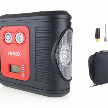 Amio - ΚΟΜΠΡΕΣΕΡ ΑΕΡΑ ΕΛΑΣΤΙΚΩΝ ΨΗΦΙΑΚΟ 12V 150psi 10bar ΜΕ LED ΦΑΚΟ & ΚΑΛΩΔΙΟ 300cm - 1 τεμ. (02380/AM)