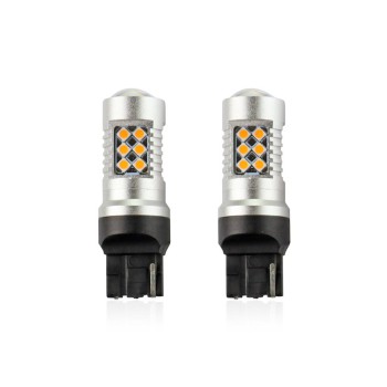 Amio - WY21W T20 12/24V 6,2W 800lm LED 24xSMD3030 CAN-BUS ΚΙΤΡΙΝΟ 18x56mm 2ΤΕΜ. (02393/AM)
