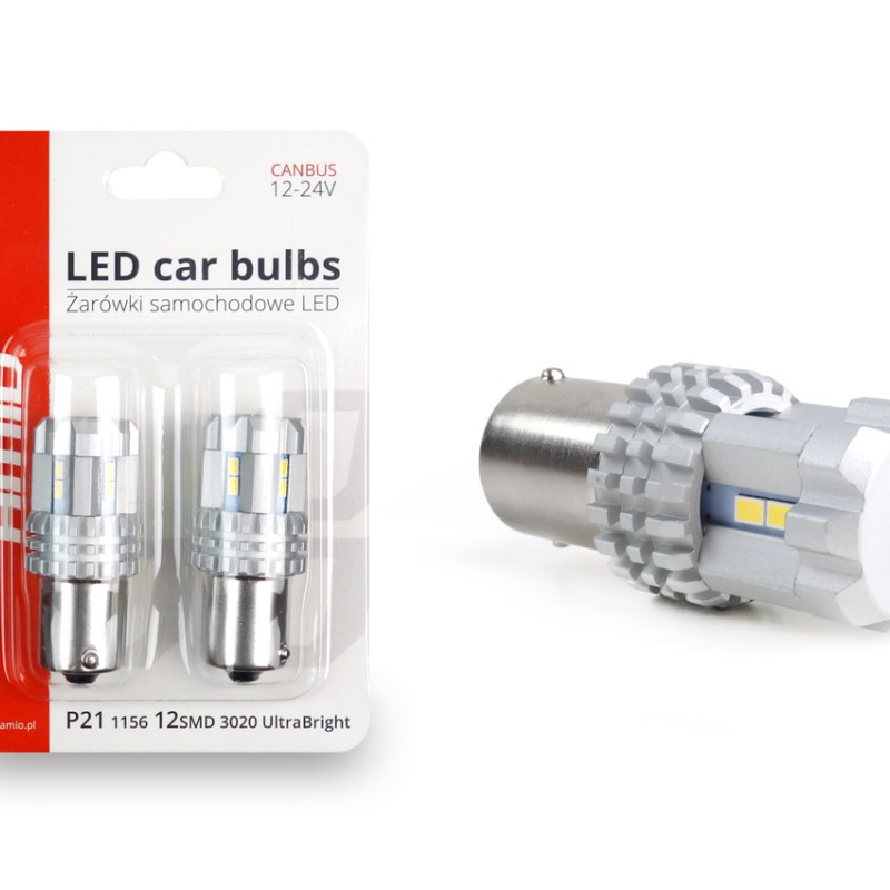 Amio - P21W BA15s 12/24V 22LED SMD ULTRABRIGHT CANBUS ΛΕΥΚΟ 2ΤΕΜ. (02449/AM)