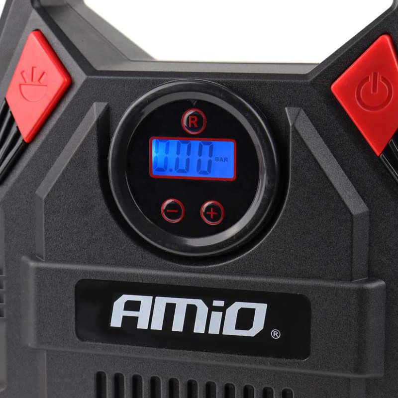 Amio - ΚΟΜΠΡΕΣΕΡ ΑΕΡΑ 12V 10bar/150psi ΜΕ 3 ΑΝΤΑΠΤΟΡΕΣ ΚΑΙ ΨΗΦΙΑΚΗ ΕΝΔΕΙΞΗ ACOMP-17 AMIO - 1 τεμ. (02642/AM)