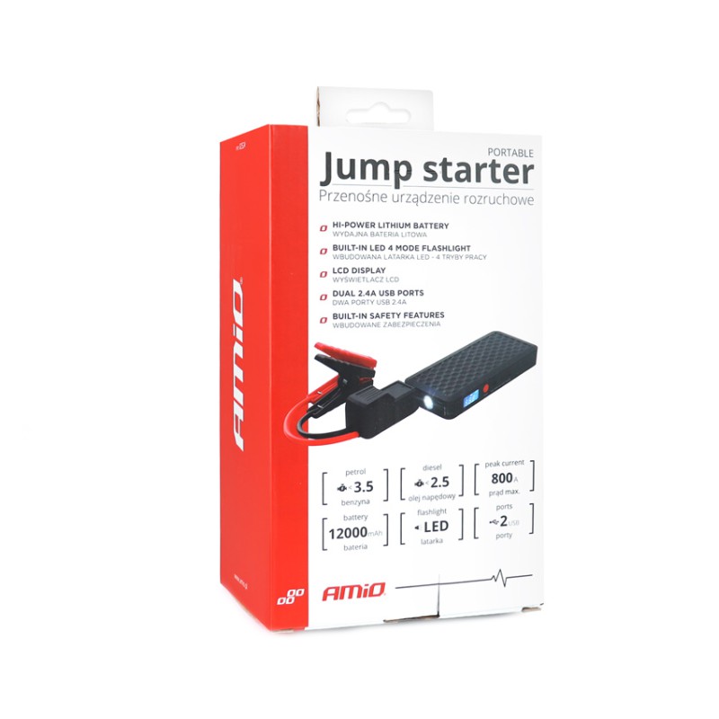 Amio - ΕΚΚΙΝΗΤΗΣ ΜΠΑΤΑΡΙΑΣ - STARTER POWERBANK / BOOSTER / STARTER SJ-02 12V 800A ΜΕ ΟΘΟΝΗ LCD - 1 ΤΕΜ. (02524/AM)