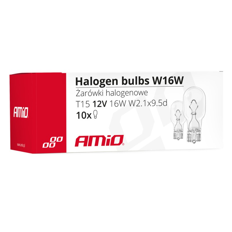 Amio - W16W 12V 16W W2,1x9,5d (ΚΑΡΦΩΤΟ ΑΚΑΛΥΚΟ) ΑΛΟΓΟΝΟΥ - 10ΤΕΜ. (02549/AM)