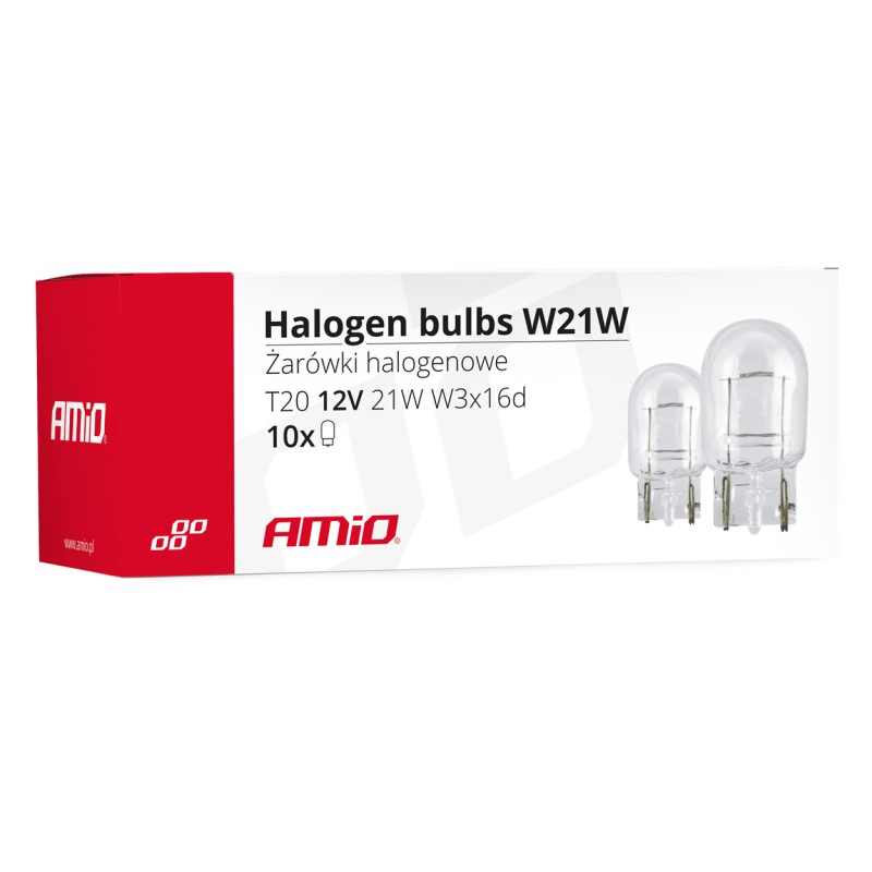 Amio - W21W (T20) 12V 21W W3x16d (ΚΑΡΦΩΤΟ ΑΚΑΛΥΚΟ) ΑΛΟΓΟΝΟΥ - 10 ΤΕΜ. (02551/AM)