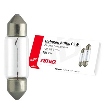Amio - ΛΑΜΠΑΚΙΑ ΠΛΑΦΟΝΙΕΡΑΣ C5W 12V 5W 31mm ΑΛΟΓΟΝΟΥ ΚΟΥΤΙ - 10 ΤΕΜ. (02553/AM)