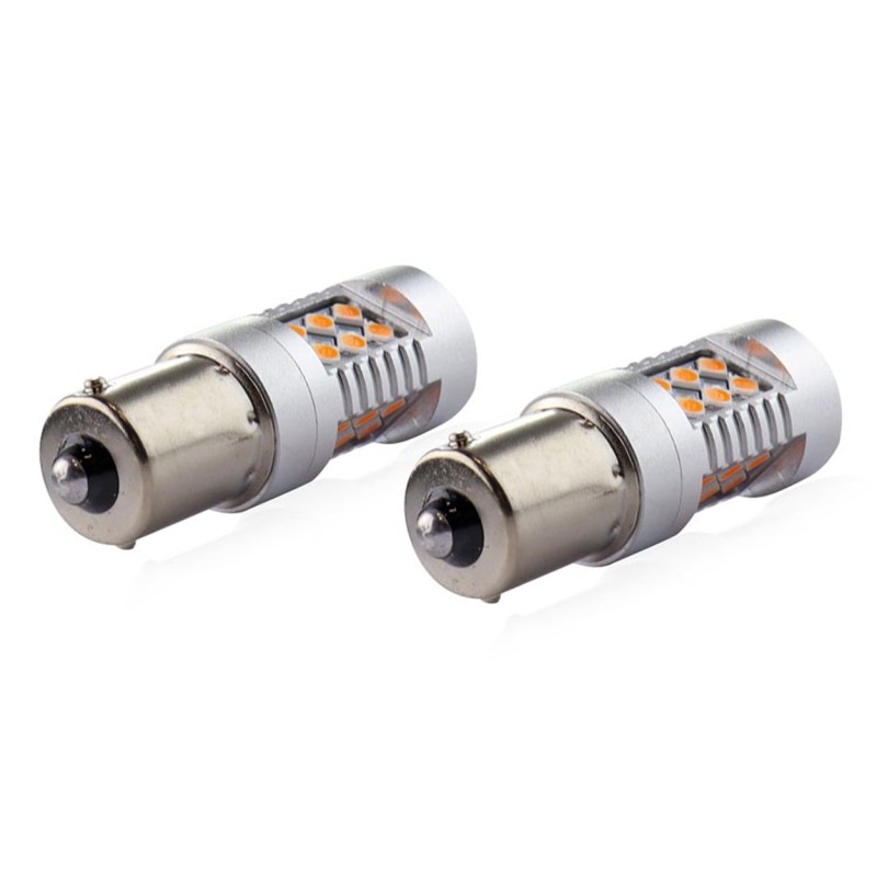 Amio - PY21W 12/24V 6.000k 0.54A - 6.48W 800lm LED 24xSMD3030 CAN-BUS ΠΟΡΤΟΚΑΛΙ 18x56mm -2 ΤΕΜ. (02580/AM)