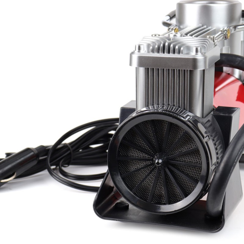 Amio – Κομπρεσέρ Αέρα 12V Διπλού Κυλίνδρου 10BAR 150PSI 60L/min με Μανόμετρο, LED Φακό, Σετ Επισκευής & Βαλιτσάκι για Άμεση Αντιμετώπιση Έκτακτων Αναγκών – 1 Τεμ. (02640/AM)