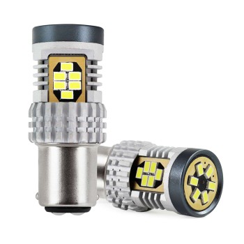 Amio - ΛΑΜΠΑΚΙΑ ΔΙΠΟΛΙΚΑ LED ΛΕΥΚΑ CAN-BUS P21/5w BAY15D 12/24V 24xSMD 3020 - 2 TEM. (02798/AM)