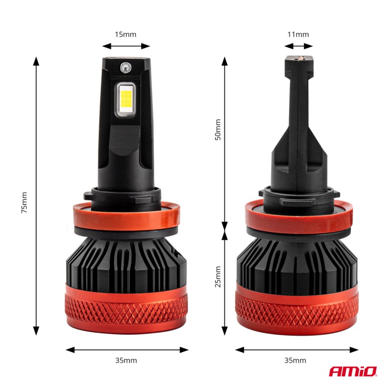 Amio - ΛΑΜΠΕΣ LED CAN-BUS H8/9/11 9>16V 90W 6.500K 9900lm (ΜΕ ΑΝΕΜΙΣΤΗΡΑΚΙ) X3 SERIES - 2 Τεμ. (02981/AM)