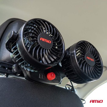 Amio - ΑΝΕΜΙΣΤΗΡΑΣ ΔΙΠΛΟΣ 12V 2χ4''(10,8cm) ΜΕ ΦΙΣ ΑΝΑΠΤΗΡΑ/2 USB 5V & ΣΤΗΡΙΞΗ ΣΤΟ ΠΡΟΣΚΕΦΑΛΟ - 1 TEM. 