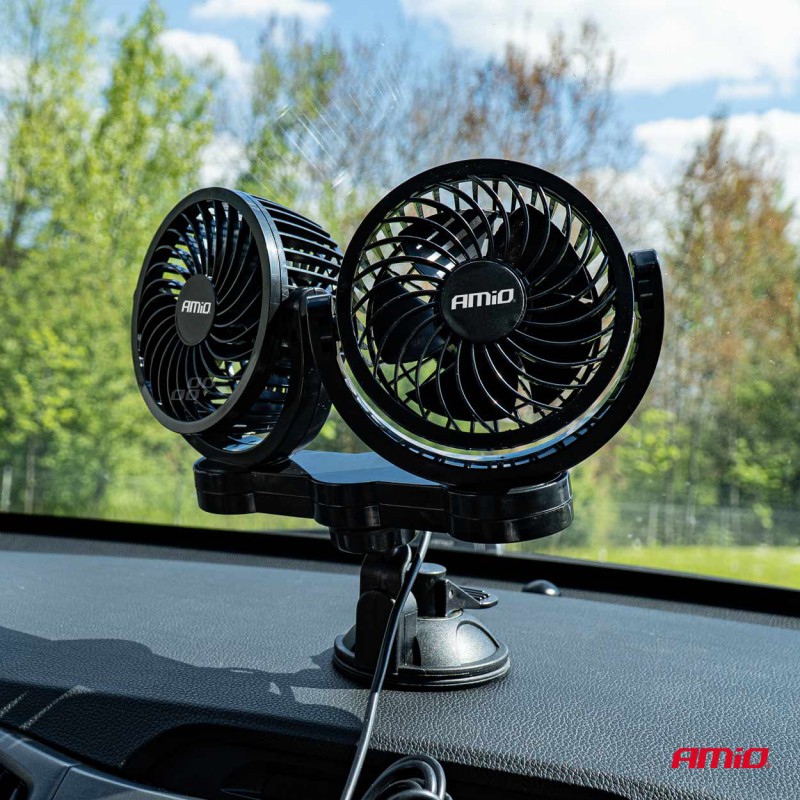 Amio - ΑΝΕΜΙΣΤΗΡΑΣ ΔΙΠΛΟΣ 24V 2χ4''(10,8cm) ΜΕ ΦΙΣ ΑΝΑΠΤΗΡΑ 2 ΤΑΧΥΤΗΤΩΝ ΜΕ ΒΕΝΤΟΥΖΑ PRO SERIES - 1 ΤΕΜ. (03011/AM)
