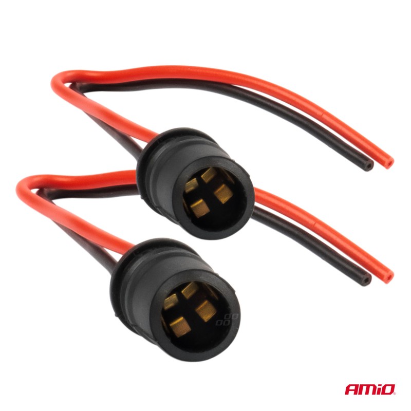 Amio - ΦΙΣΑ 12/24V ΓΙΑ ΛΑΜΠΕΣ T10/ W5W/ W3W/ W16W ME ΚΑΛΩΔΙΟ - 2 ΤΕΜ. (03048/AM)