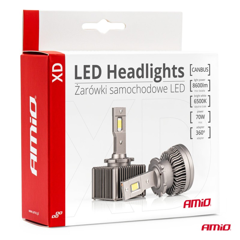 Amio - ΛΑΜΠΕΣ LED D4S/D4R 9>16V 70W 6.500K 8600lm (ΜΕ ΨΥΚΤΡΑ) XD SERIES - 2 ΤΕΜ. (03313/AM)