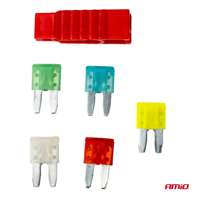 Amio - ΑΣΦΑΛΕΙΕΣ MICRO BLADE (ΜΑΧΑΙΡΩΤΕΣ) & ΕΡΓΑΛΕΙΟ ΑΦΑΙΡΕΣΗΣ ΚΑΡΤΕΛΑ (10A/15A/ 20A/25A/30A) - 5 ΤΕΜ. (03379/AM)