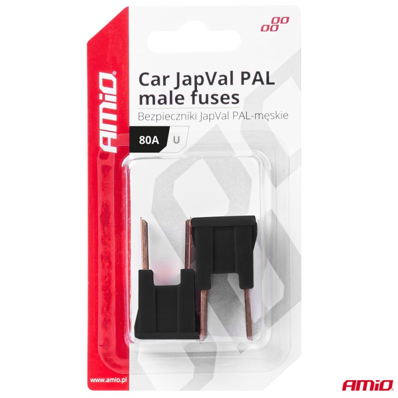 Amio - ΑΣΦΑΛΕΙΕΣ JapVal PAL U ΑΡΣΕΝΙΚΕΣ 80A ΣΕ ΜΑΥΡΟ ΧΡΩΜΑ - 2 Τεμ. (03410/AM)