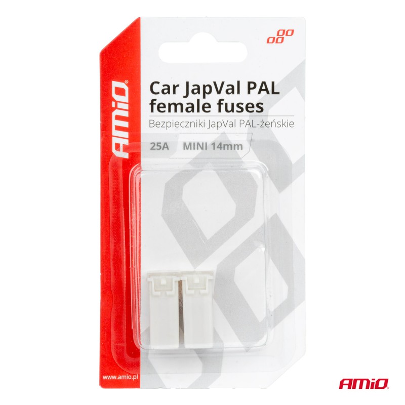 Amio - ΑΣΦΑΛΕΙΕΣ JapVal PAL ΜΙΝΙ 14mm ΘΗΛΥΚΕΣ 25A ΣΕ ΛΕΥΚΟ ΧΡΩΜΑ - 2 Τεμ. (03436/AM)