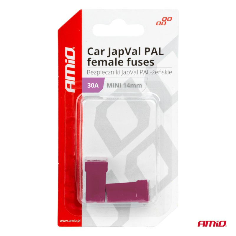 Amio - ΑΣΦΑΛΕΙΕΣ JapVal PAL ΜΙΝΙ 14mm ΘΗΛΥΚΕΣ 30A ΣΕ ΜΩΒ ΧΡΩΜΑ - 2 Τεμ. (03437/AM)