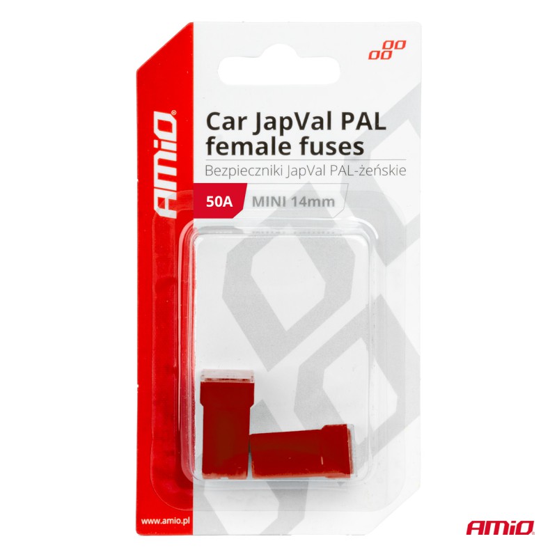 Amio - ΑΣΦΑΛΕΙΕΣ JapVal PAL ΜΙΝΙ 14mm ΘΗΛΥΚΕΣ 50A ΣΕ ΚΟΚΚΙΝΟ ΧΡΩΜΑ - 2 Τεμ. (03439/AM)
