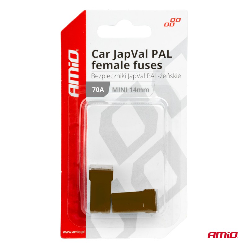 Amio - ΑΣΦΑΛΕΙΕΣ JapVal PAL ΜΙΝΙ 14mm ΘΗΛΥΚΕΣ 70A ΣΕ ΚΑΦΕ ΧΡΩΜΑ - 2 Τεμ. (03441/AM)