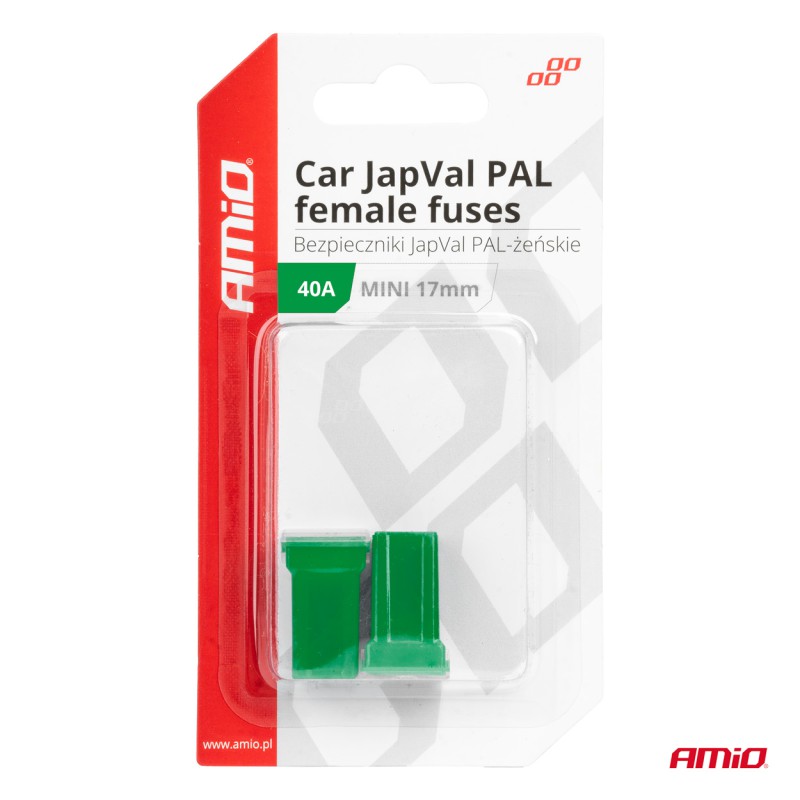 Amio - ΑΣΦΑΛΕΙΕΣ JapVal PAL ΜΙΝΙ 17mm ΘΗΛΥΚΕΣ 40A ΣΕ ΠΡΑΣΙΝΟ ΧΡΩΜΑ - 2 Τεμ. (03445/AM)