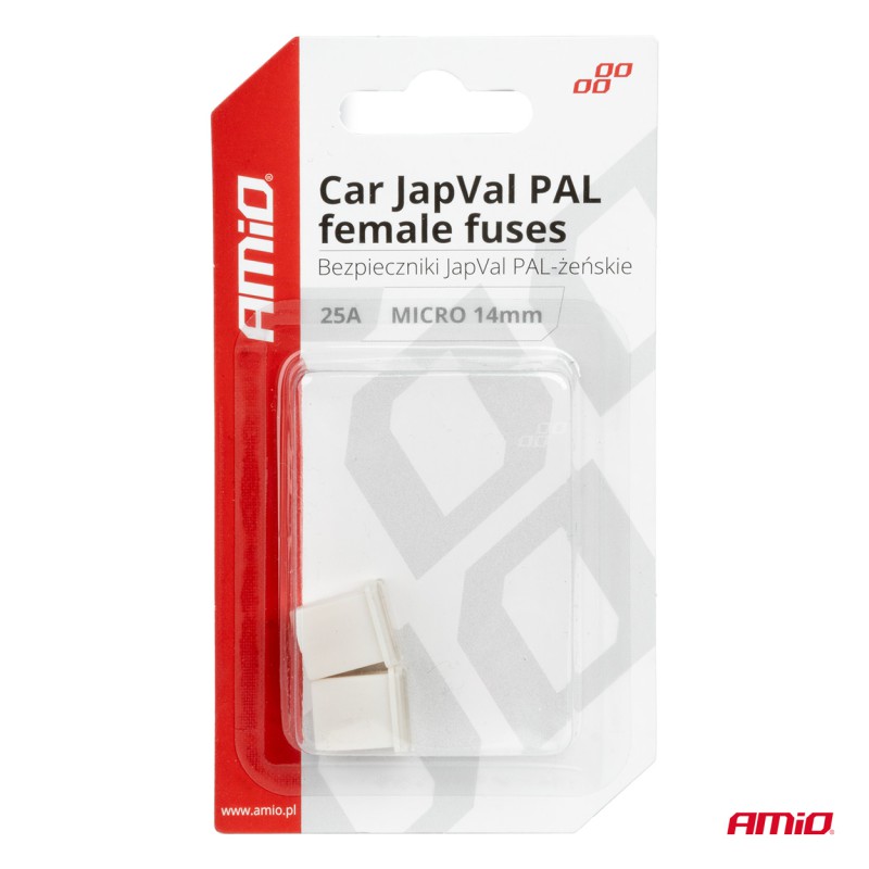 Amio - ΑΣΦΑΛΕΙΕΣ JapVal PAL ΜICRO 14mm ΘΗΛΥΚΕΣ 25A ΣΕ ΛΕΥΚΟ ΧΡΩΜΑ - 2 Τεμ. (03452/AM)